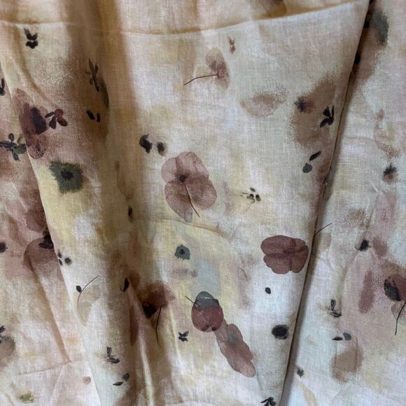 Casaluna NWOT Linen Blend Brown Floral Shower Curtain - Picture 4 of 7